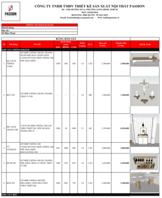Báo giá thi công nội thất trọn gói